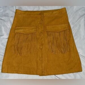 Flying Tomato Faux Suede Mustard Mini Skirt
